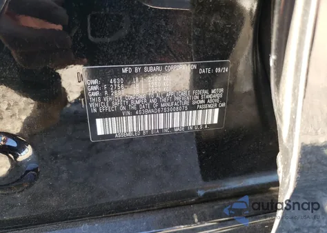 2025 Subaru Legacy Premium из США, поврежденный, VIN 4S3BWAD67S3008075